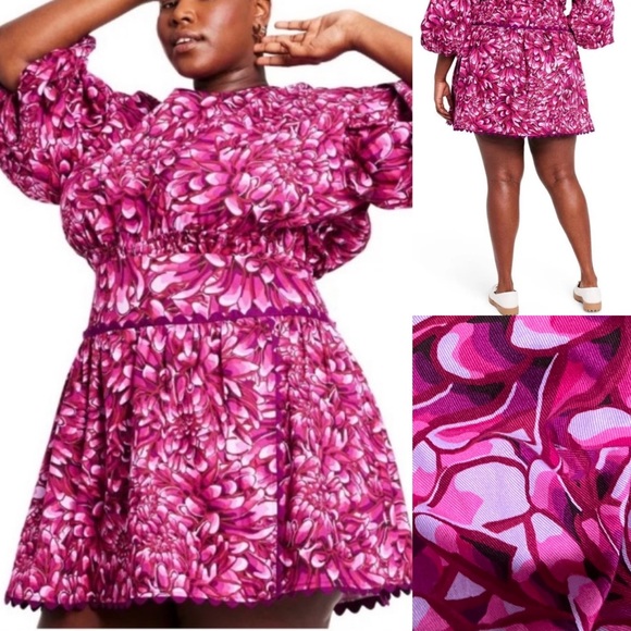REDUCED  Kika Vargas Mini Skirt Kika Vargas Pink Floral Scallop Size 28W/30W - Picture 1 of 14